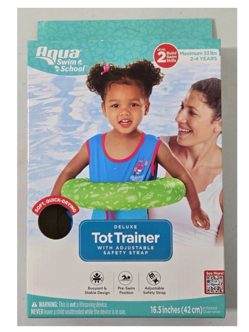 New Aqua Swim Float Vest 2-4 Year Boys Toddler Level 2 Pool Beach Blue Green NWT